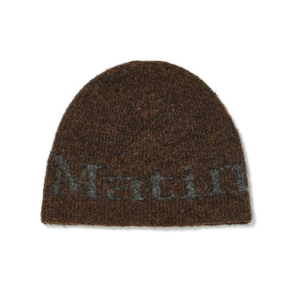 茶色のロゴヘビーニットビーニー – Matin Kim