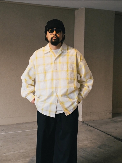 COOTIE 「T/C Sucker Ombre Check L/S Shirt」 オープンカラー オン