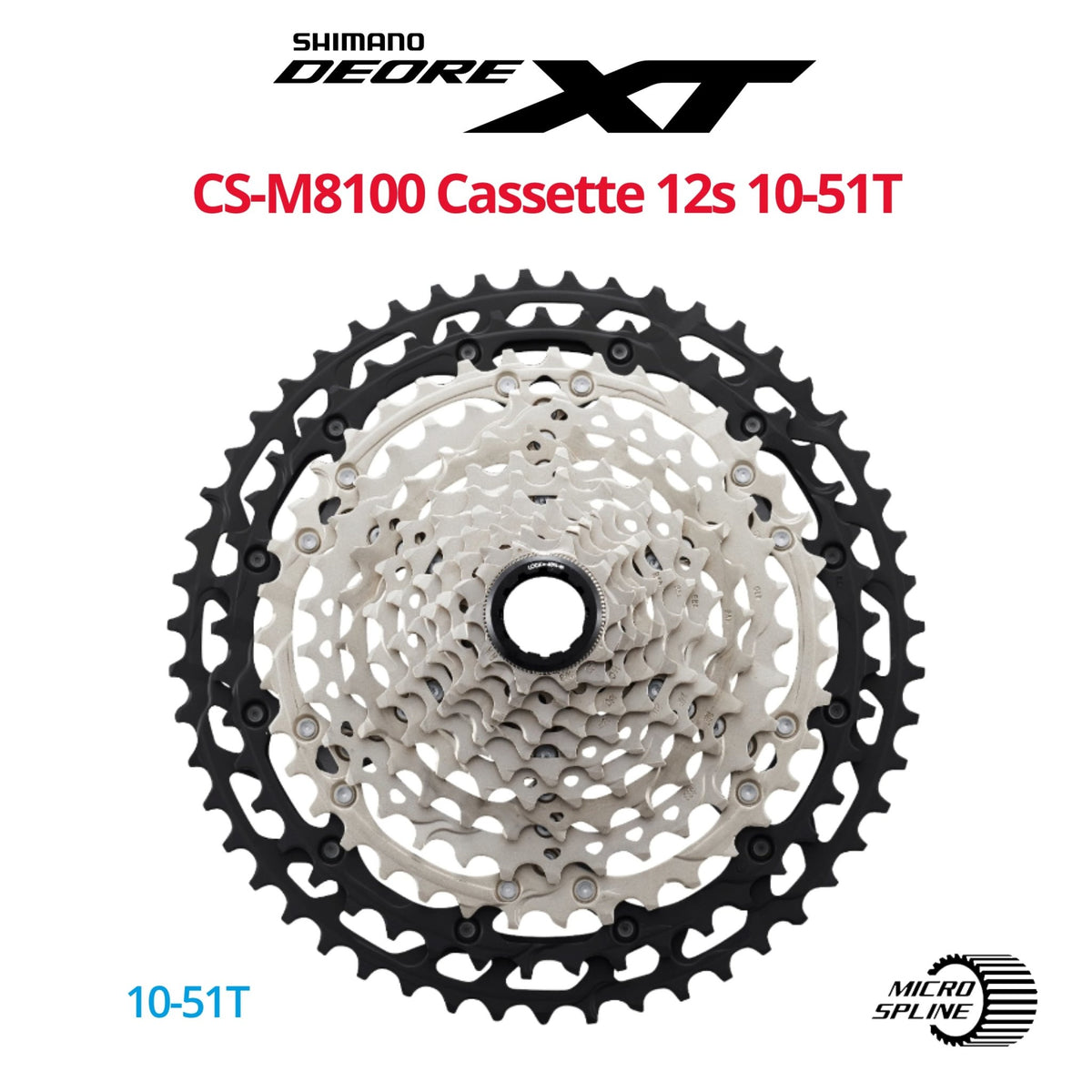 Shimano DEORE XT CS-M8100 12s Cassette, MICRO SPLINE