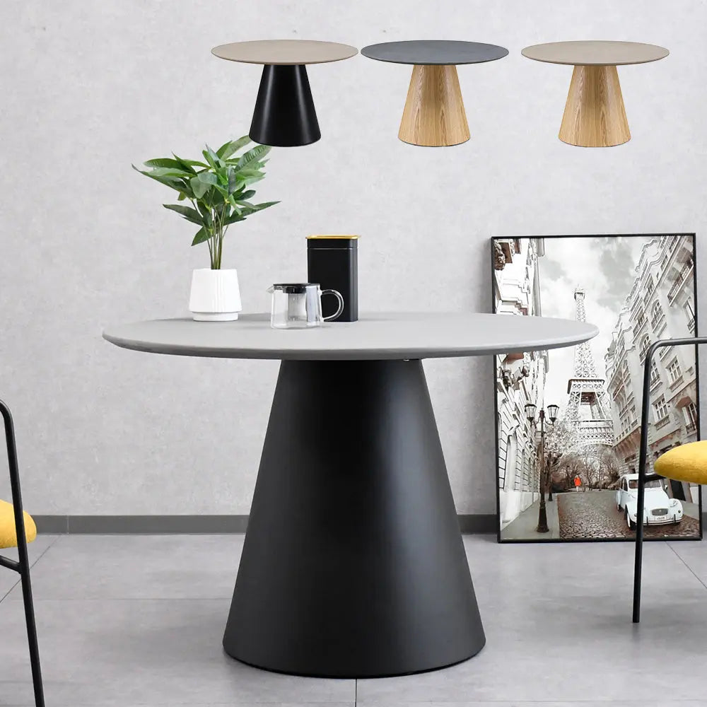 モルタル塗装110cm幅円形ダイニングテーブル