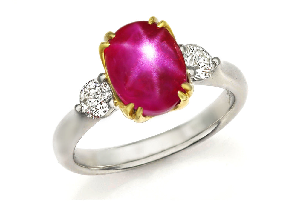 長江達雄】Pt900/K18スタールビー ダイヤモンドリング(NO.127787