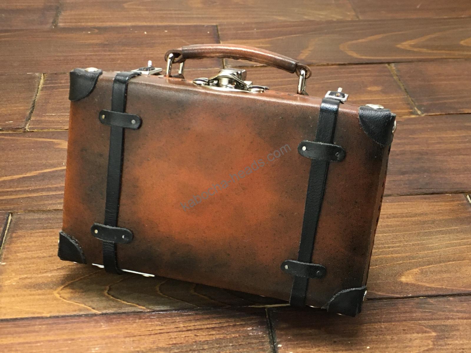 ミニトランクケース型小物入れ ver.2 - 革工房かぼちゃへっず