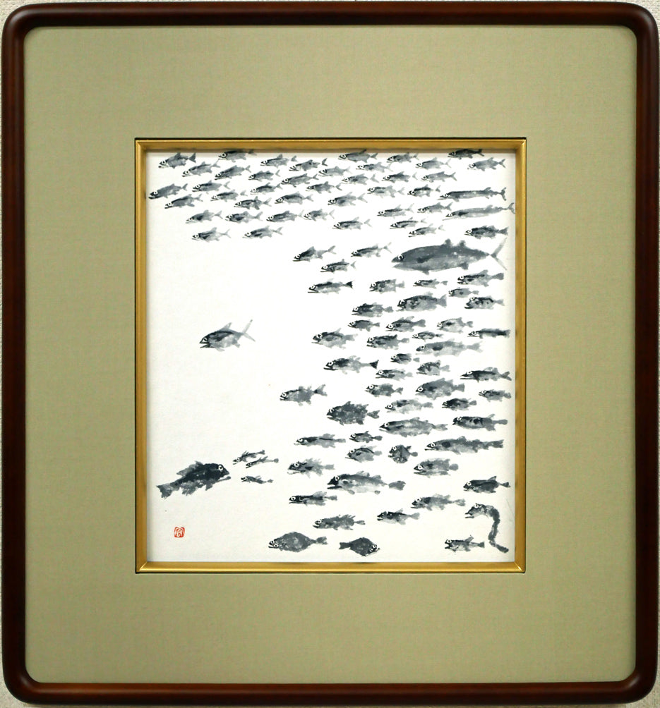 赤穴宏「百魚図」水彩画・色紙 絵画買取・販売の小竹美術