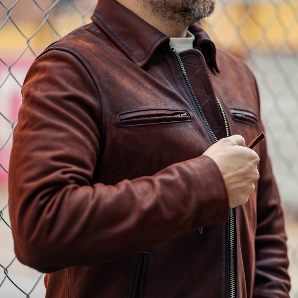 Rainier Moto Leather Jacket - Rat Bike Red | Lastwolf