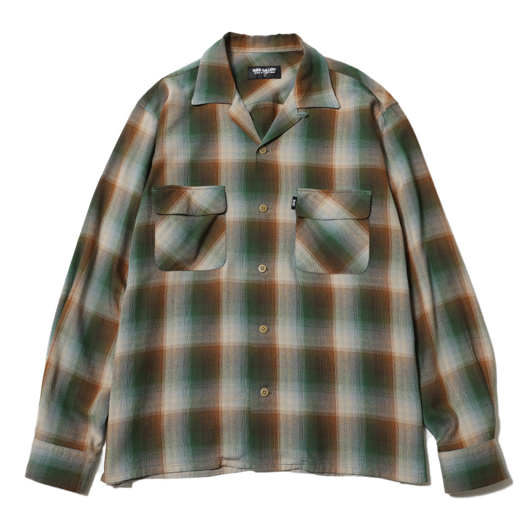 OMBRE CHECK OPEN COLLAR LS SHIRT – RUDE GALLERY OFFICIAL ONLINE SHOP