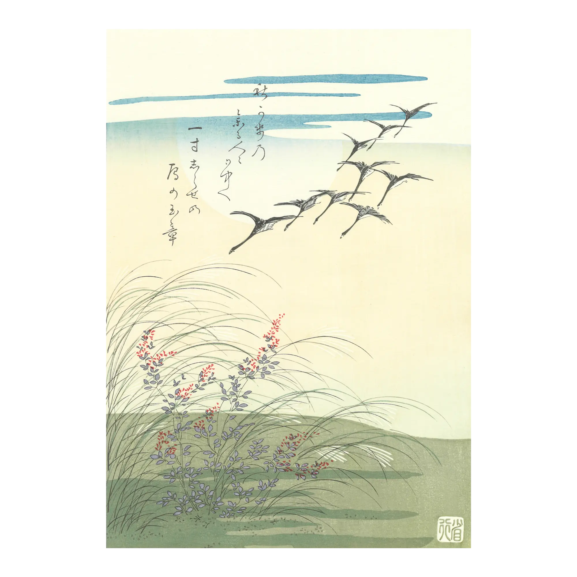 Komatsuken Hyakki（小松軒百亀） 小松軒百亀「月と芒に雁