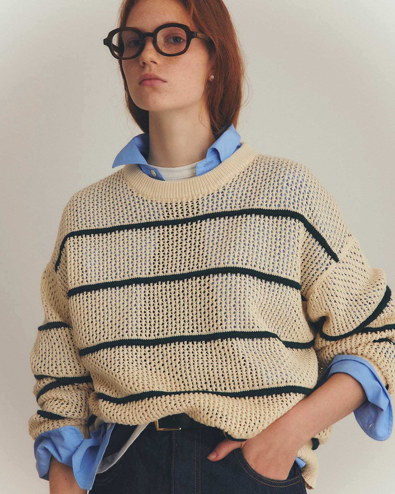 C/LI MESH STRIPED KNIT – Shinzone