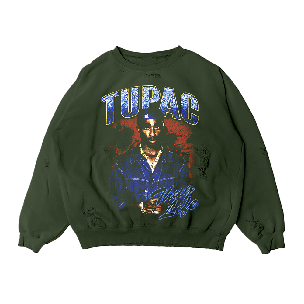Thug Life Green Crewneck - 2PAC Official Store