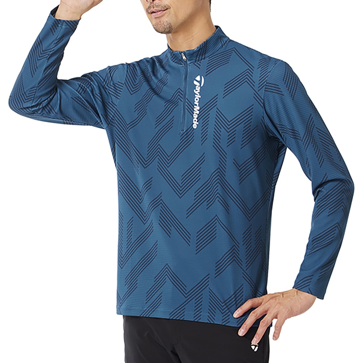 ストレッチ Tコントロール グラフィックジップ モックネック長袖シャツ