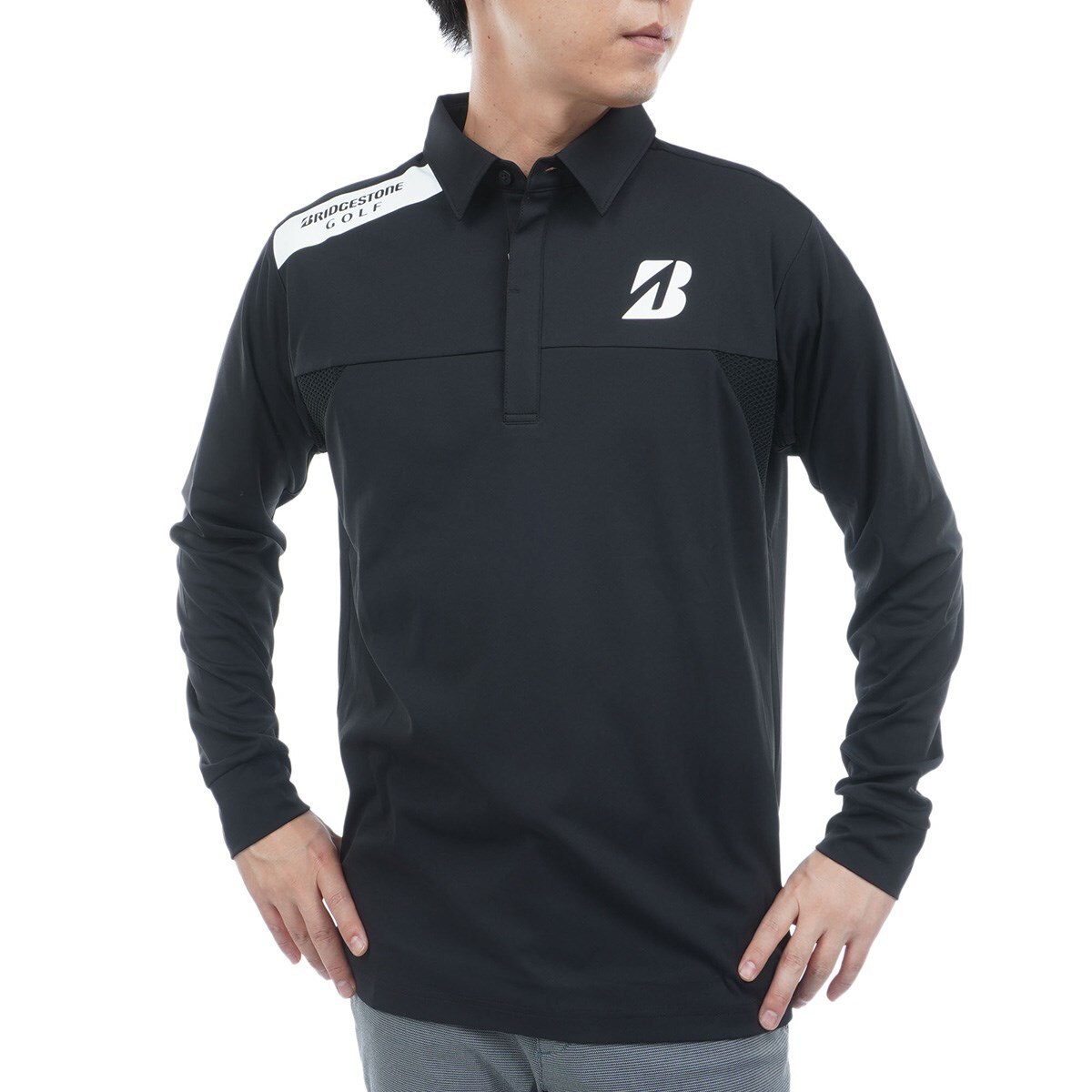 B-02 ストレッチ 共衿長袖ポロシャツ(長袖シャツ・ポロシャツ