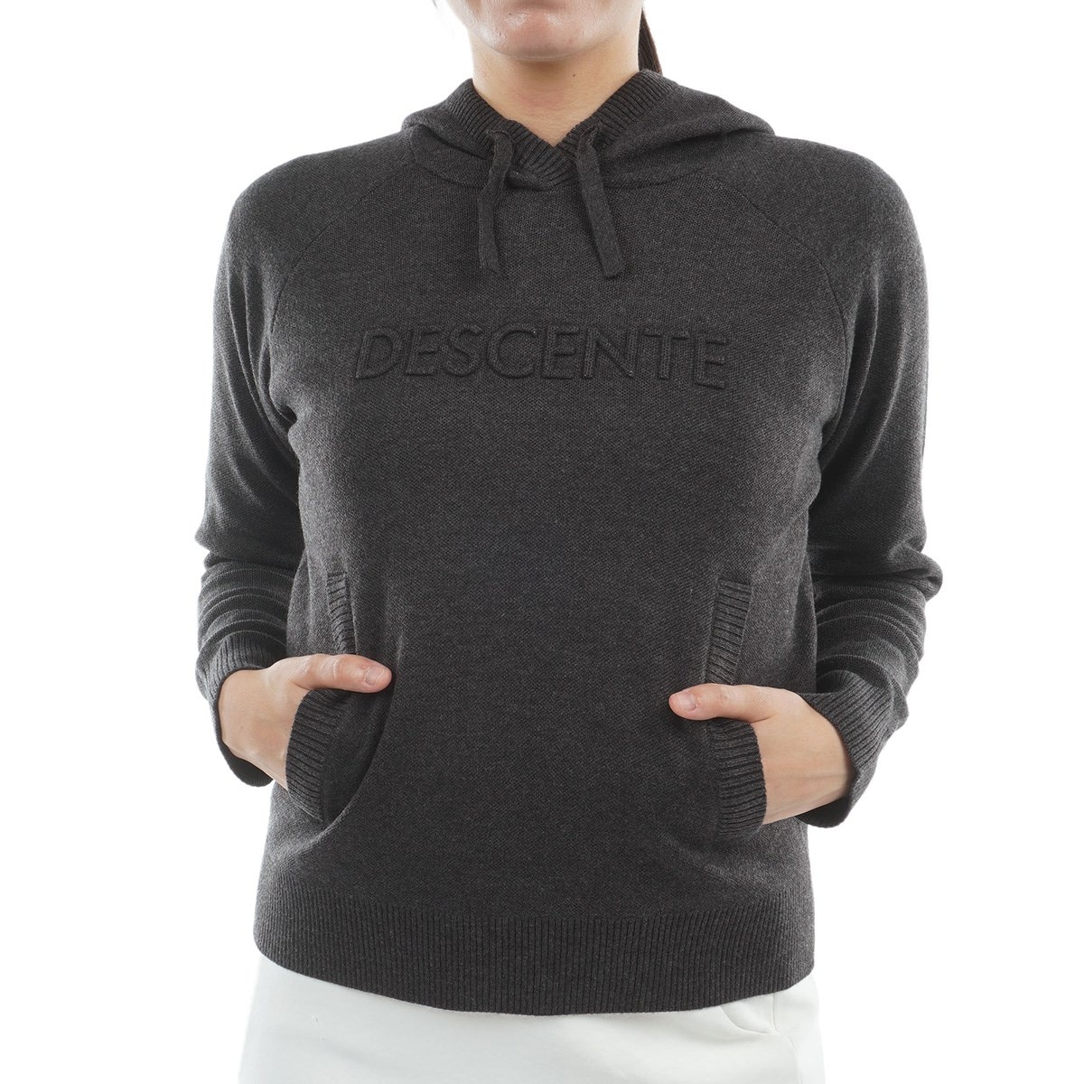 ウール混エンボスロゴフーディーセーター レディス(中間着(セーター