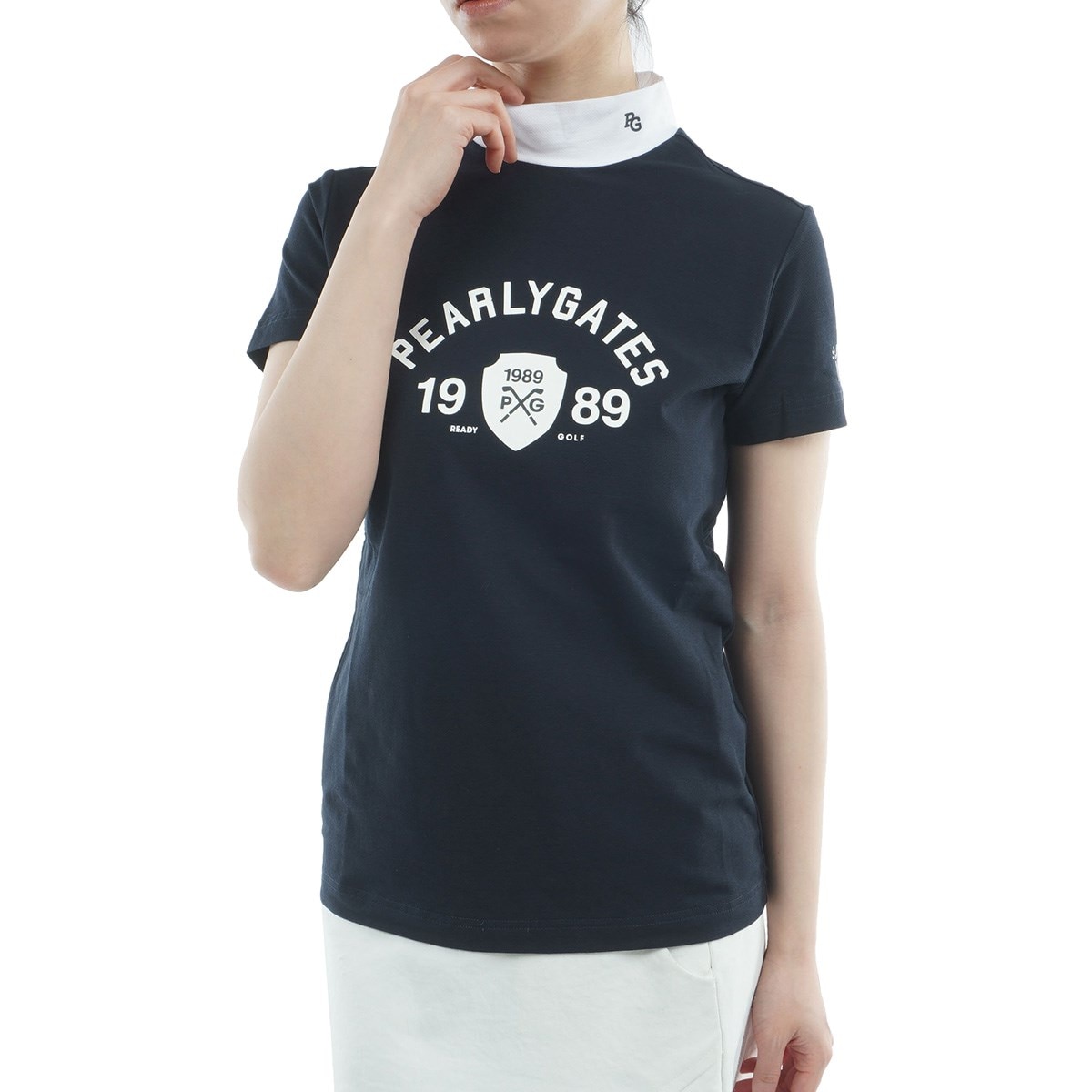 ベア鹿の子 モックネック半袖シャツ レディス(半袖シャツ・ポロシャツ