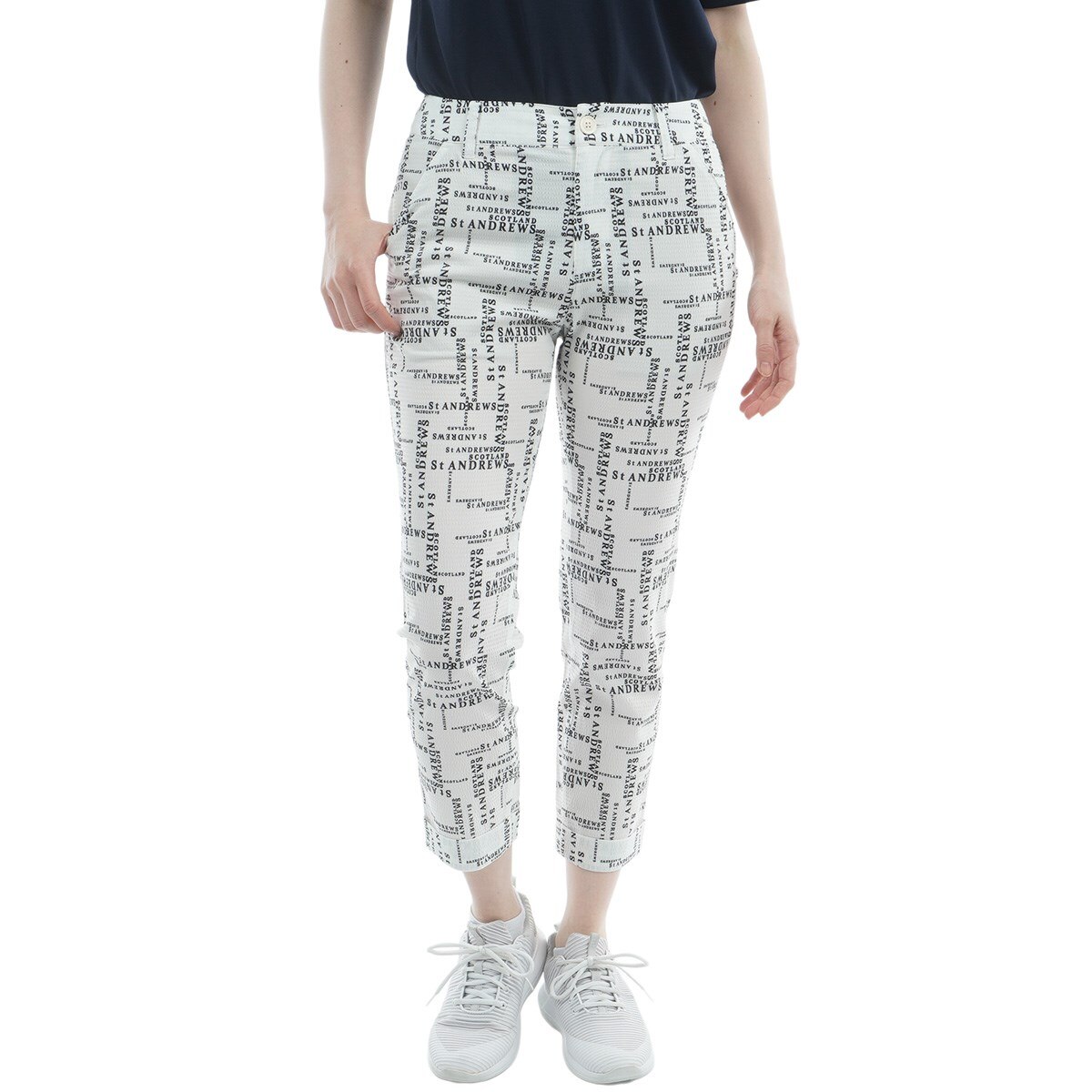 セール・アウトレット】ランダムロゴプリントクロップドパンツ