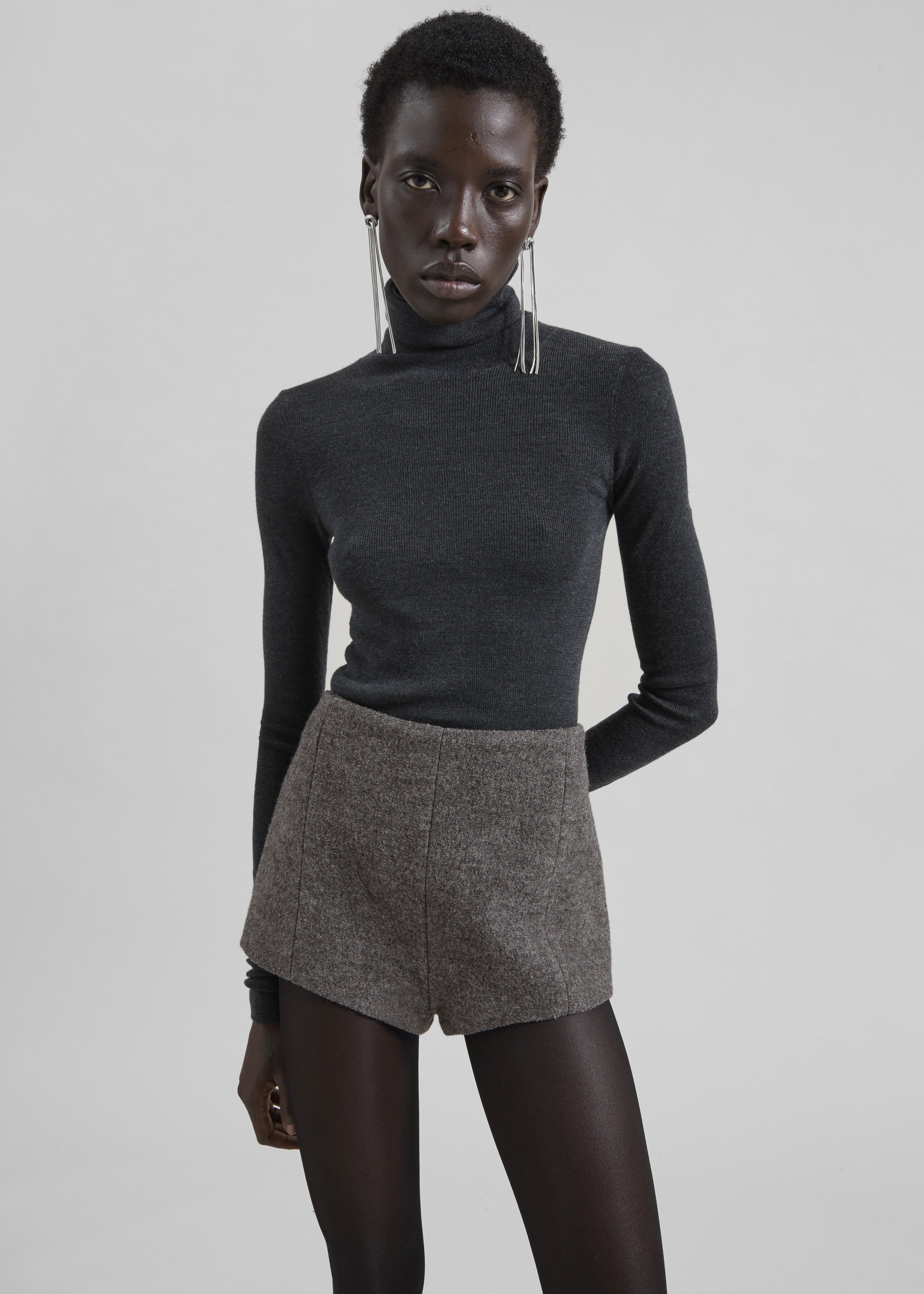 Utica Thin Turtleneck Sweater - Dark Grey Melange – The Frankie Shop