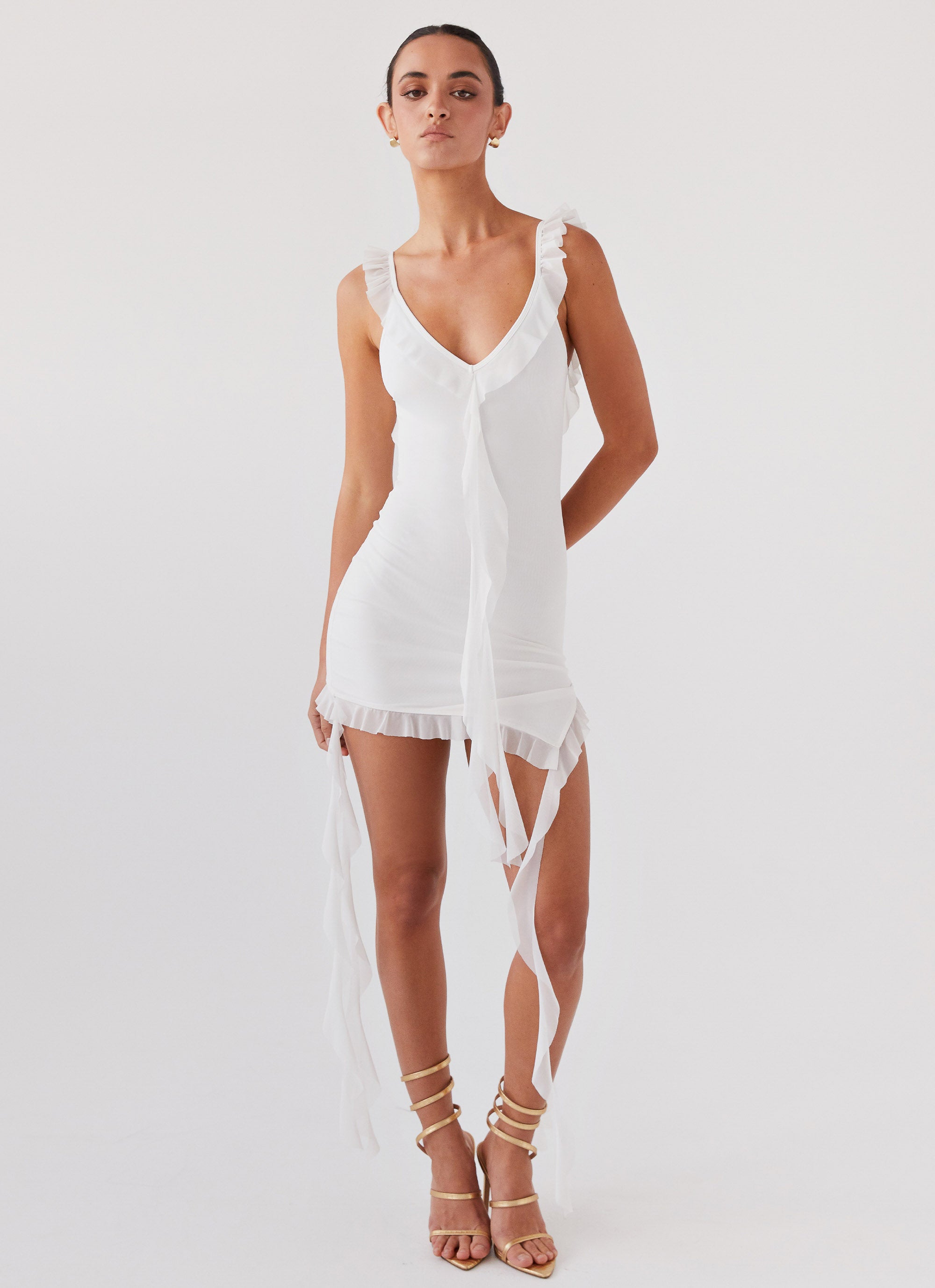 Heaven Knows Frill Mini Dress - White – Peppermayo US