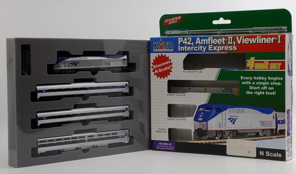 Kato 106-6285-LS N Amtrak Amfleet II P42 Phase VI Viewliner