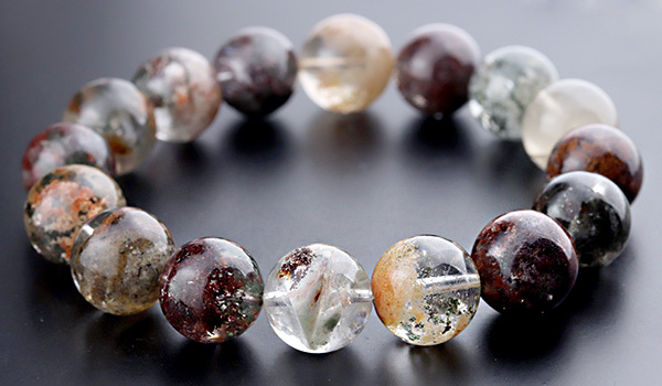 一点もの】大玉ブレス（ミックスガーデンクォーツ）13～14mm-006