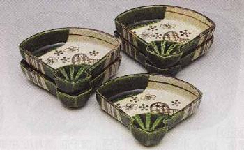 織部扇面 向付 5客【販売】-茶道具は京都しみず孔昌堂