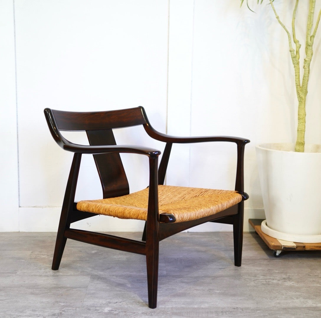 松本民芸家具 #77型 曲肘イス ラッシ編み ヴィンテージ 中古 ミズメザクラ