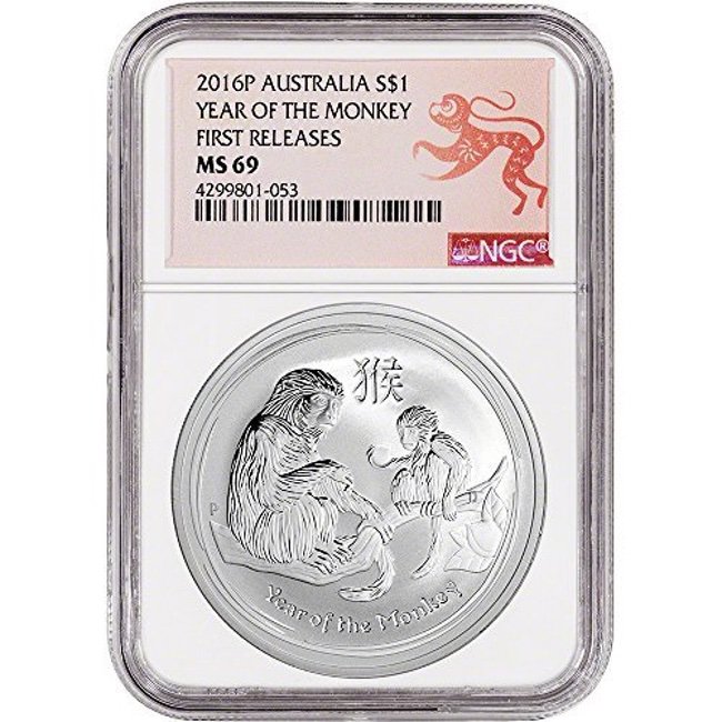 2016 Australia Year of the Monkey 1 oz Silver BU (Series II) NGC