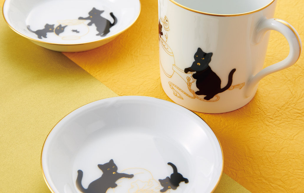 特集 ［大倉陶園］縁起・技法特集 黒猫親子-縁起物語-Ⅱ シリーズ