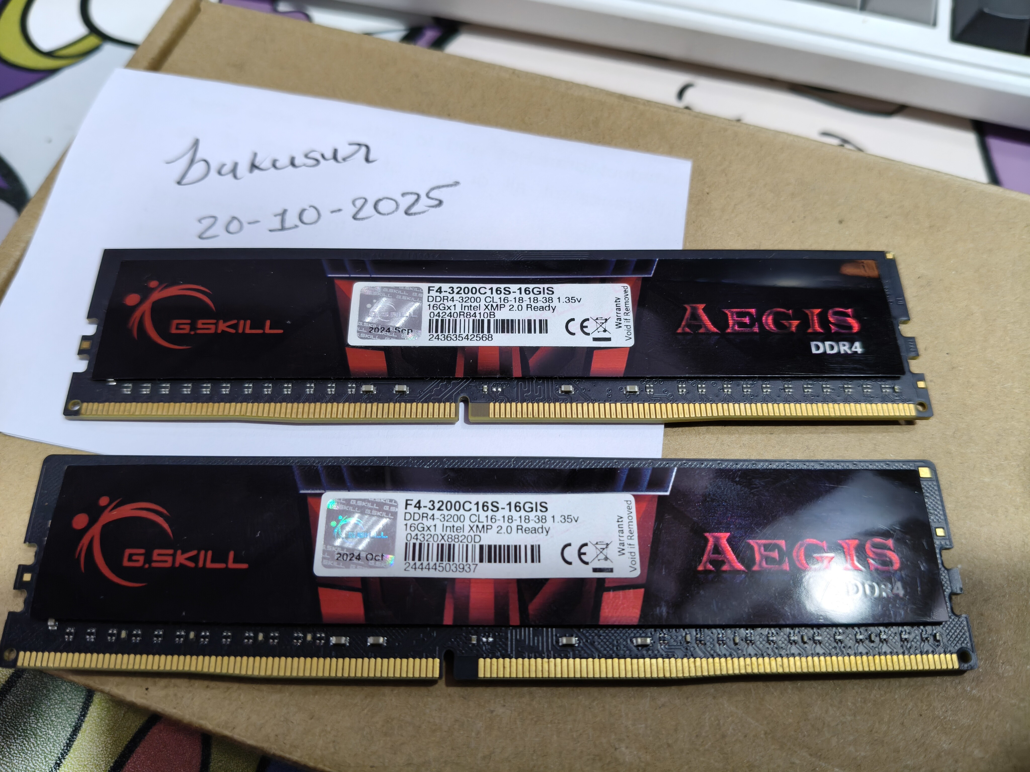 G.Skill AEGIS 32 GB (2x16GB) DDR4 3200 MHz RAM - Closed Market