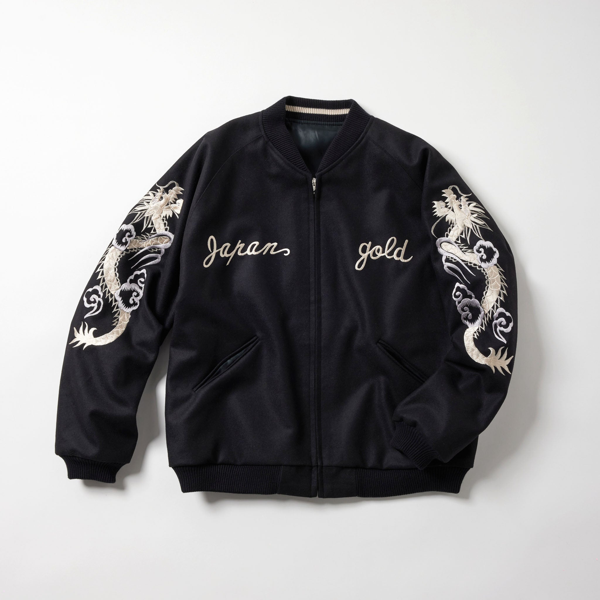 WOOL MELTON ×ACETATE SOUVENIR JACKET “SKULL” 15671 – TIME AFTER TIME
