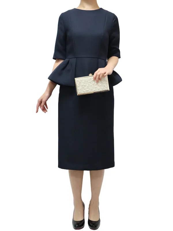 CELFORD（セルフォード） ペプラムタイトワンピース（ネイビー/サイズ