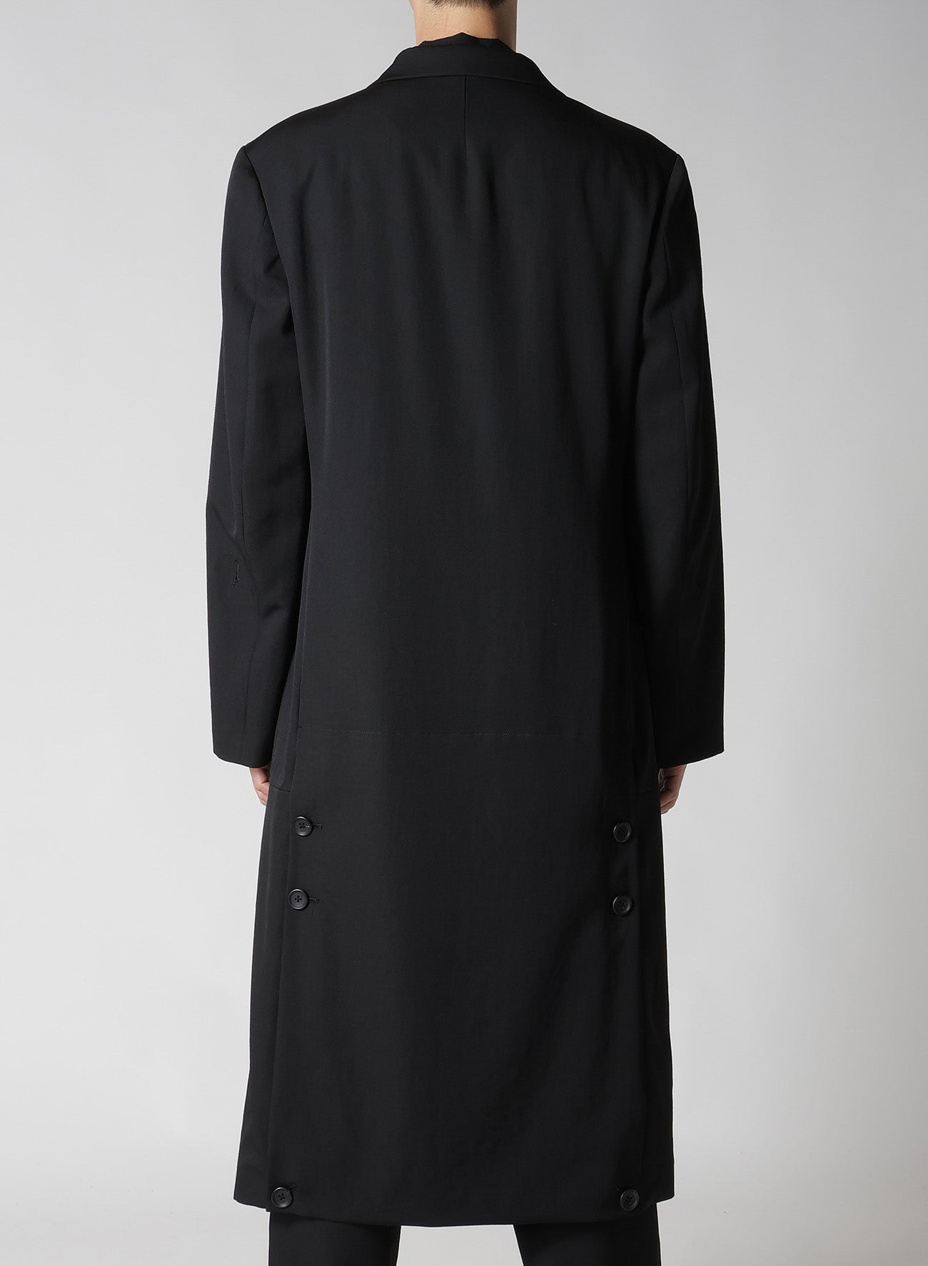 WOOL GABARDINE DIAGONAL BUTTON LONG JACKET – THE SHOP YOHJI YAMAMOTO