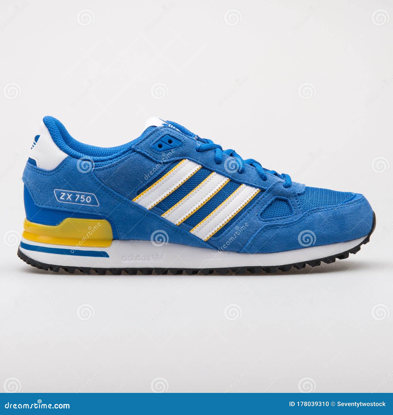 Adidas ZX 750 Blue, White and Yellow Sneaker Editorial Image
