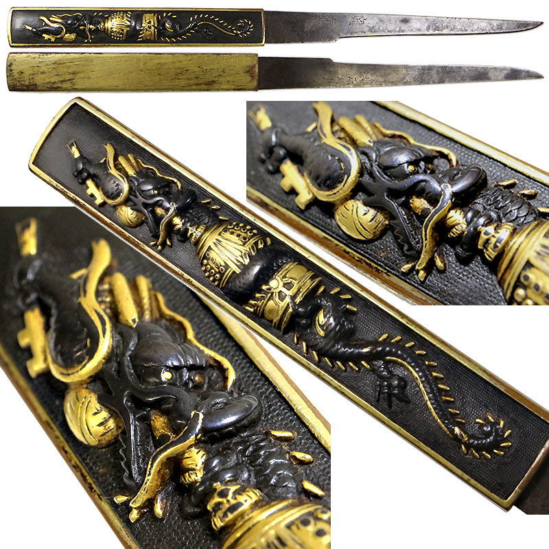 日本刀の小柄｜赤銅七々子地道成寺図｜日本刀専門店・東京【十拳-TOKKA-】