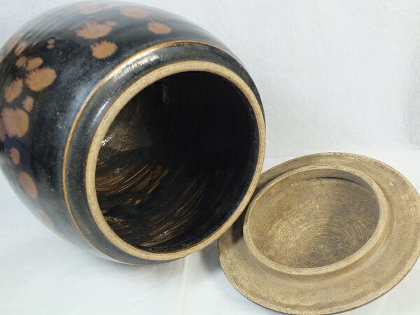 楽天市場】□龍香堂□☆【中国骨董品】黒釉「蓋付丸型大壺」235mm