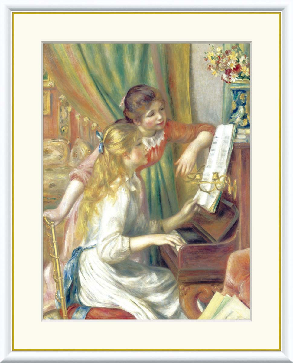 楽天市場】10年保証 名画 油絵 ピアノに寄る少女たち ピエール