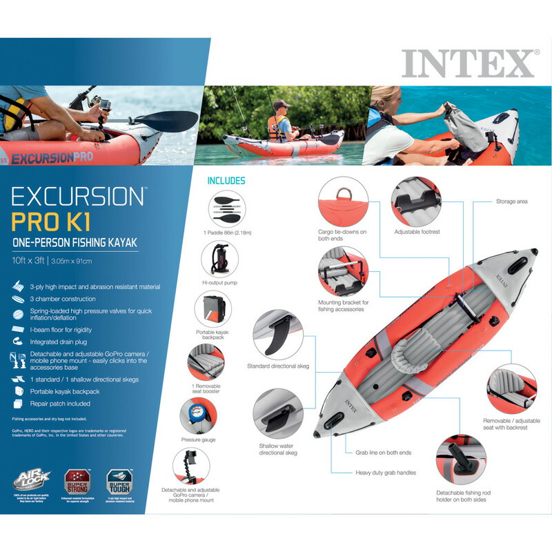 楽天市場】【 INTEX インテックス】1人乗り カヤック レッド 68303