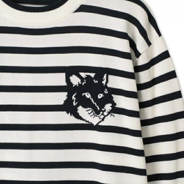 楽天市場】メゾンキツネ Maison kitsune ボーダーニット クルーネック