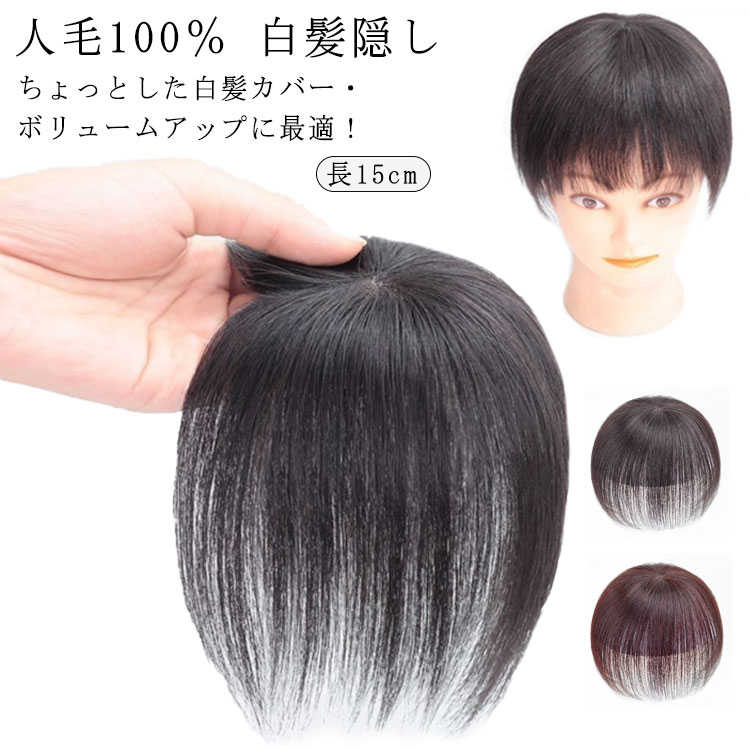 楽天市場】白髪隠し 送料無料 薄毛対策 部分ウィッグ 人毛100％ 長15cm