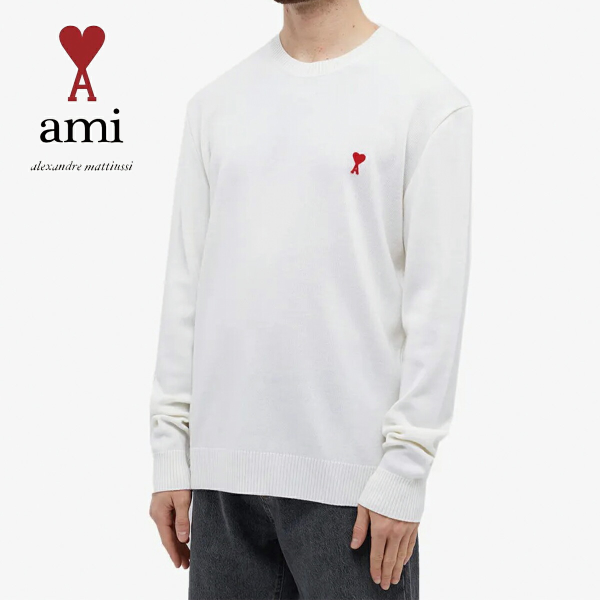楽天市場】AMI Paris アミ パリス ニット クルーニット ホワイト AMI