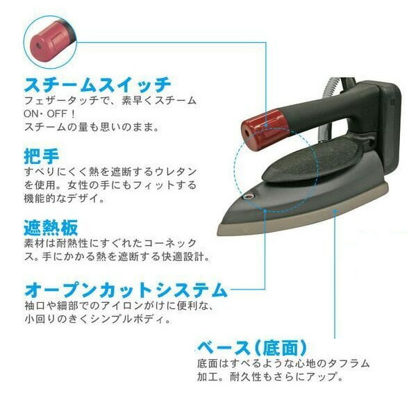 楽天市場】ナオモト ハイスチームアイロン（滴下式タイプ・電磁ポンプ