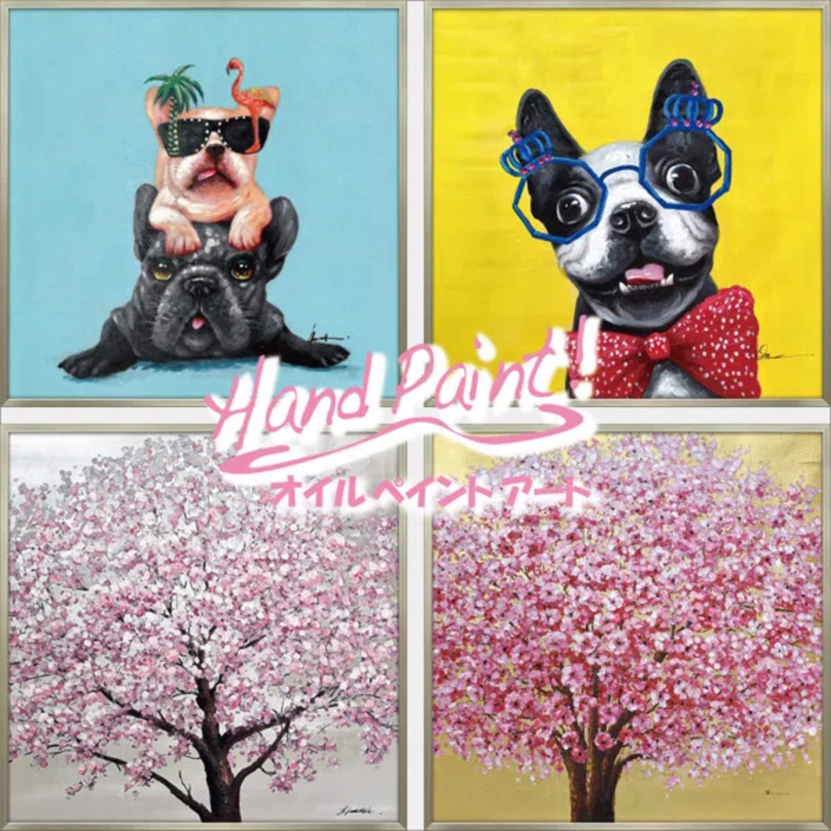 楽天市場】アートパネル オイルペイントアート 『シルバー サクラ』 83