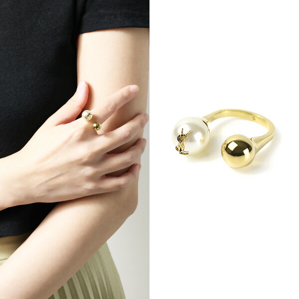 楽天市場】SAINT LAURENT サンローラン Pearl Bowl Ring 698278 Y1526
