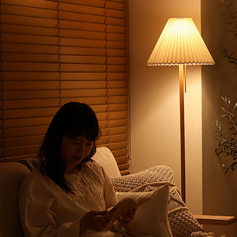 楽天市場】フロアライト 照明 スタンドライト Oak＆Pleats LED電球付属