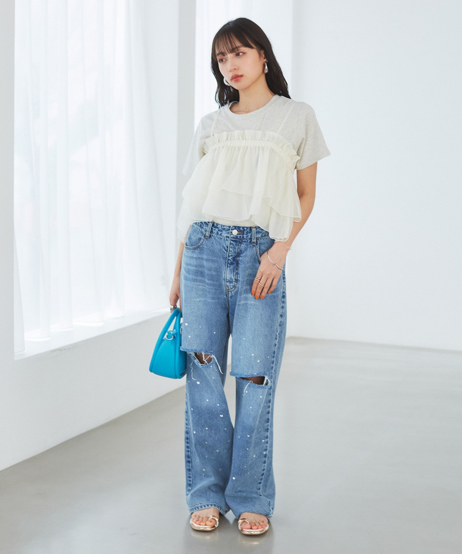 VIS｜【WEB限定】オーガンジーフリルビスチェ | Rakuten Fashion(楽天