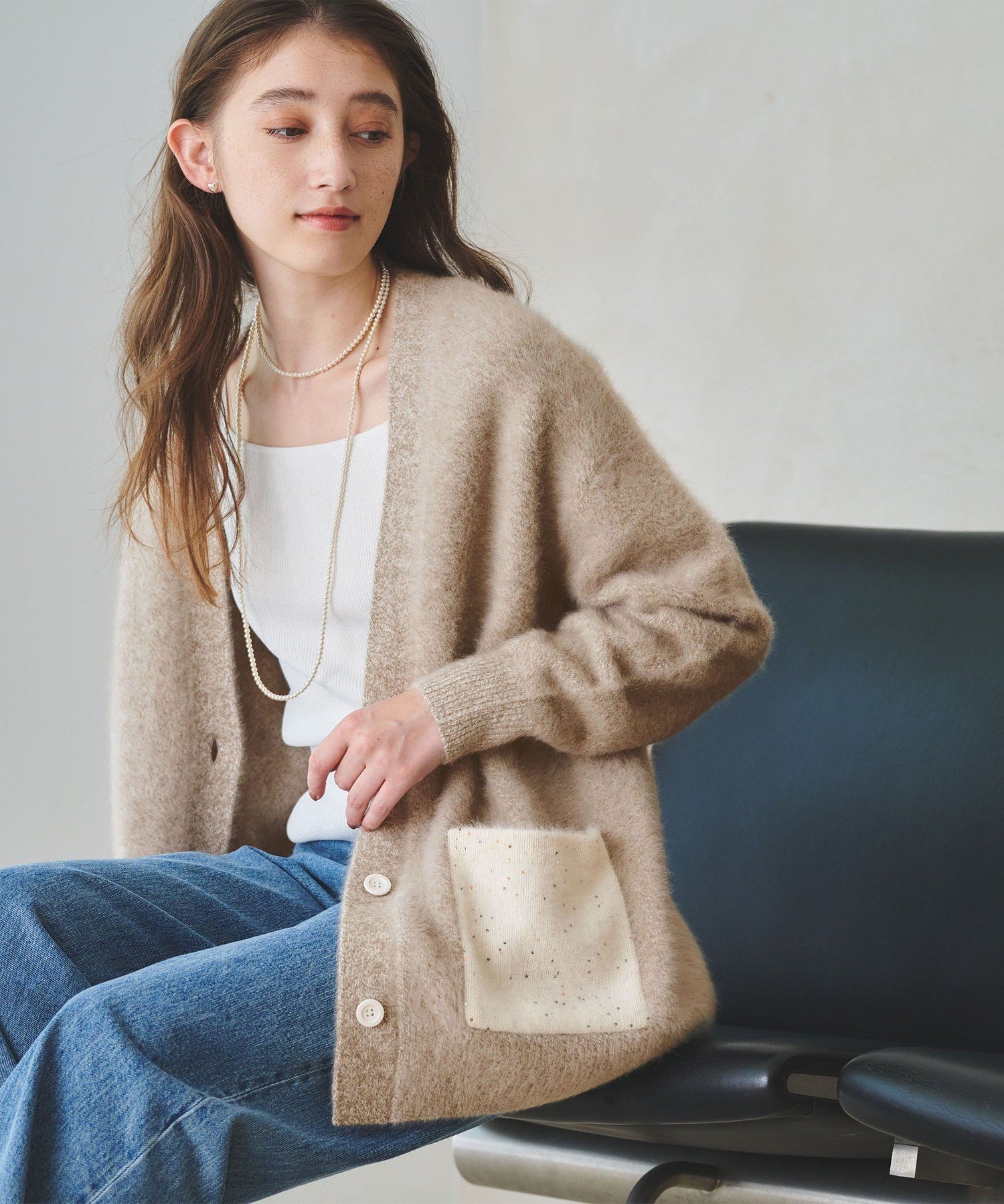 UNITED ARROWS｜フォックスカシミヤ スパンコール ミドル カーディガン