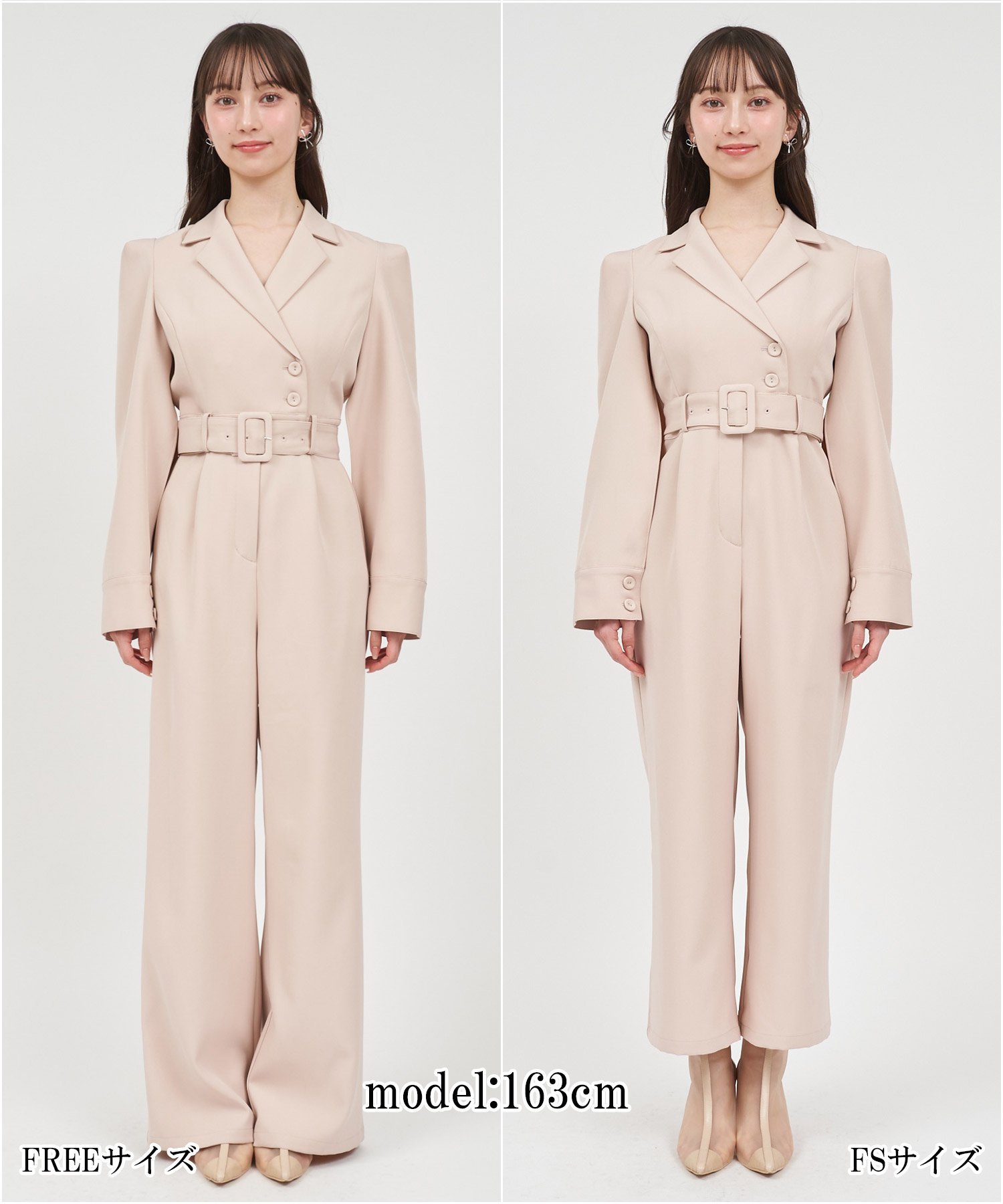 ROYAL PARTY｜【丈が選べる】ベルト付ケープ風オールインワン