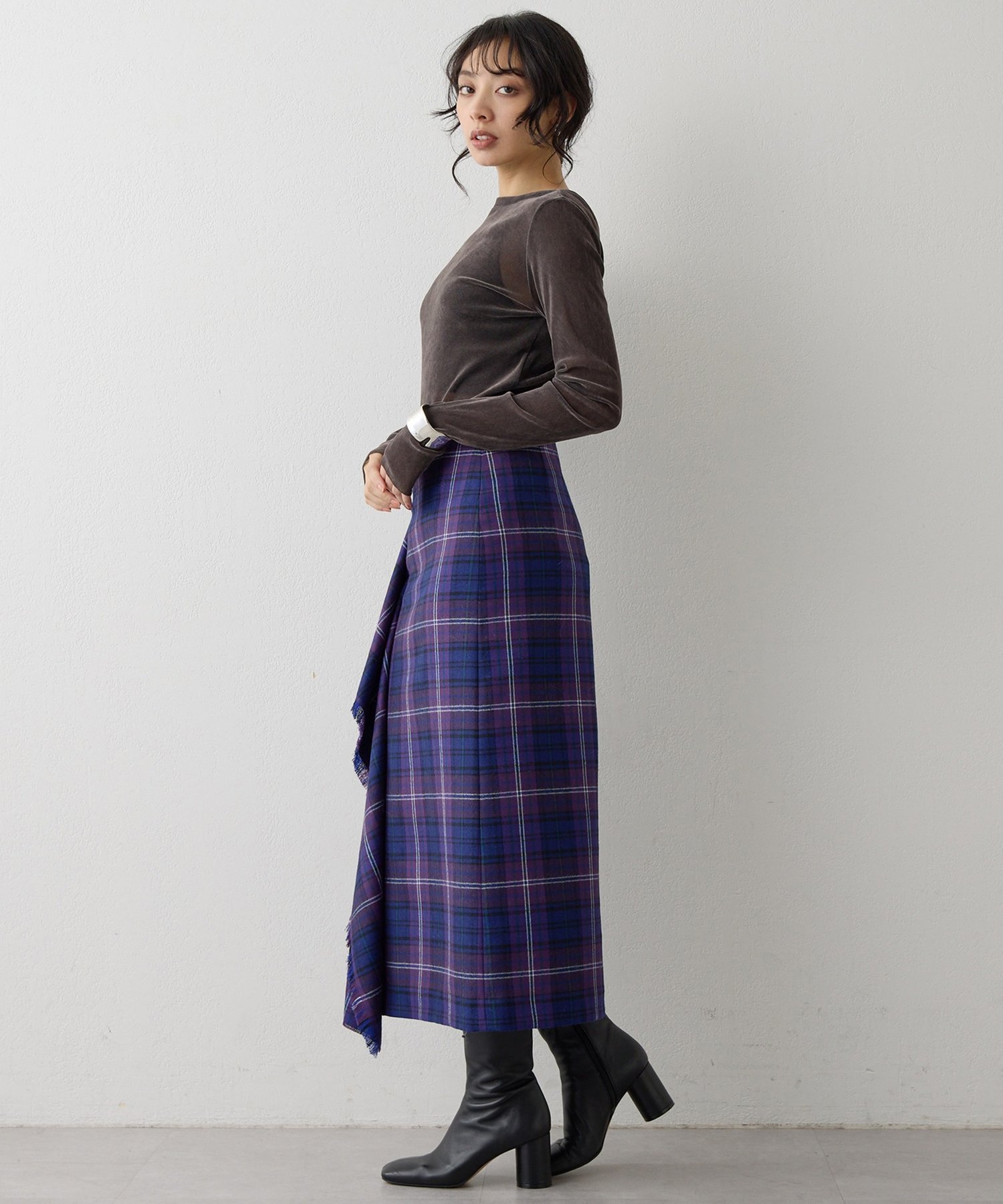 Whim Gazette｜チェックフリンジスカート | Rakuten Fashion(楽天