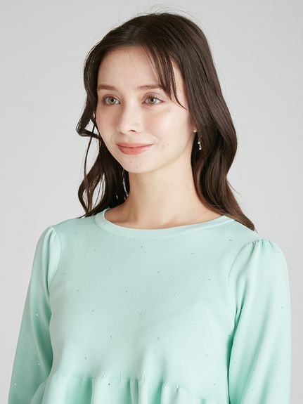 CELFORD｜【ウォッシャブル】ホットフィットビジューペプラムニット