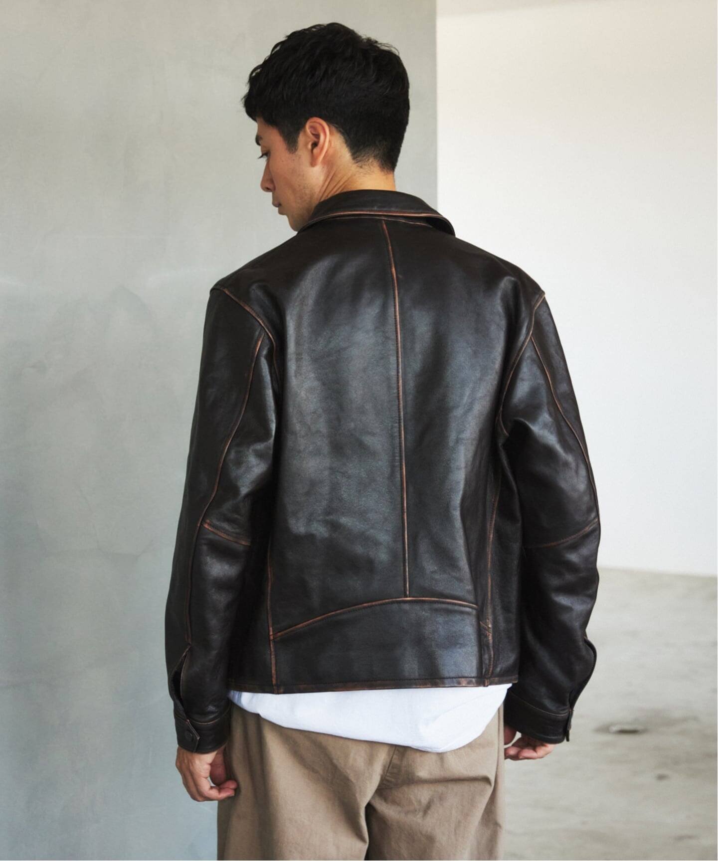 EDIFICE｜ラムレザー フレンチアンティーク ライダースジャケット
