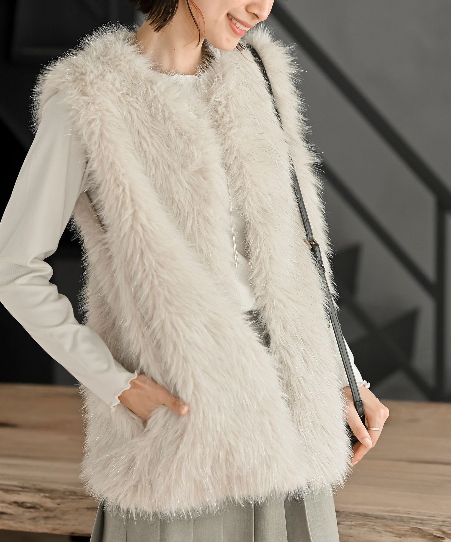 rps｜ラメ入りフェイクファーベスト | Rakuten Fashion(楽天