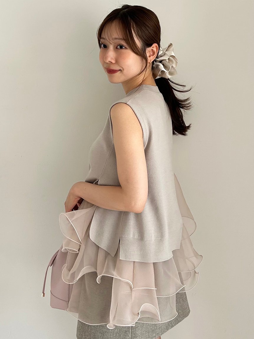 FRAY I.D｜【WEB限定カラー】ラッフルフリルレイヤーニット | Rakuten