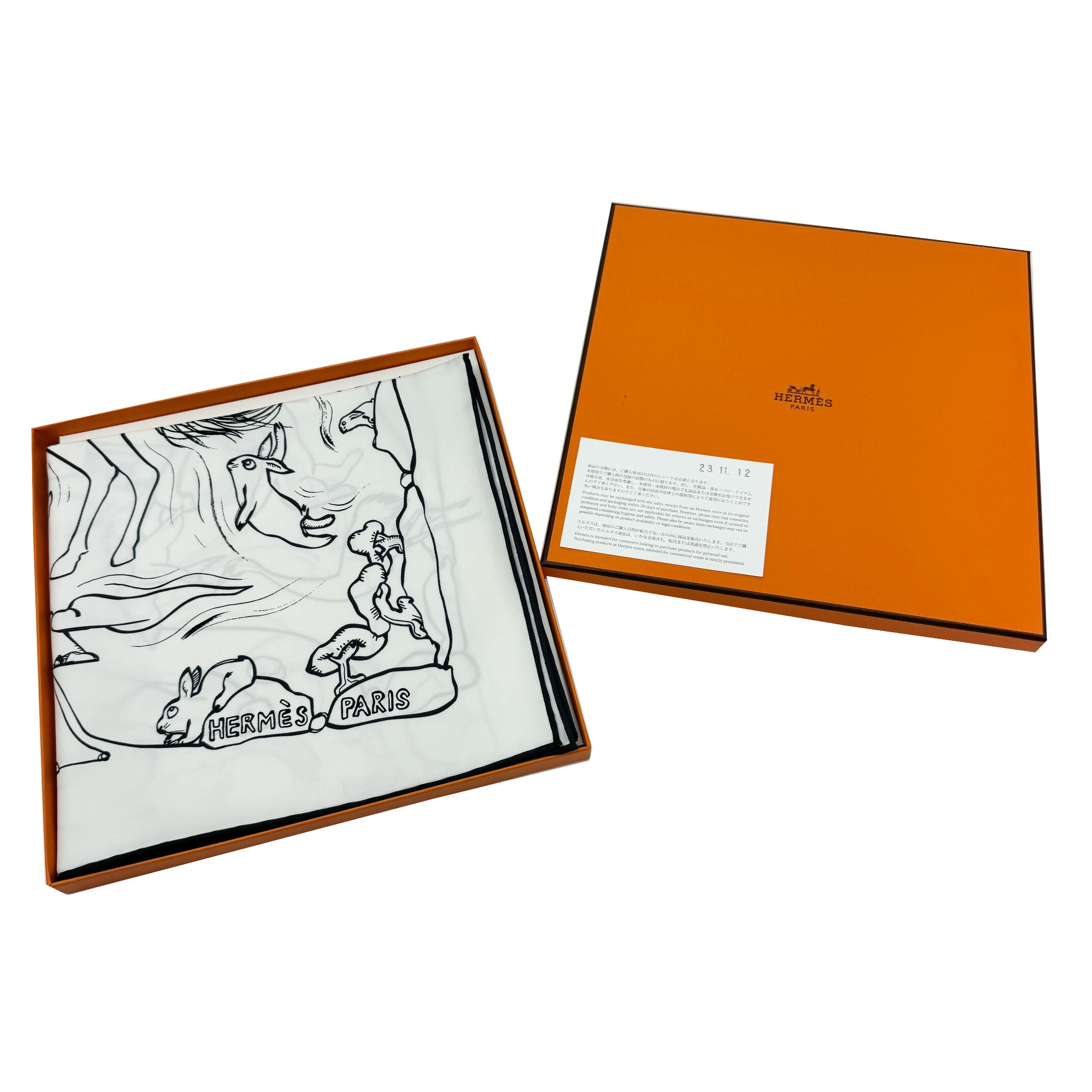 楽天市場】【新品】エルメス HERMES カレ90 千と一のウサギ MILLE ET